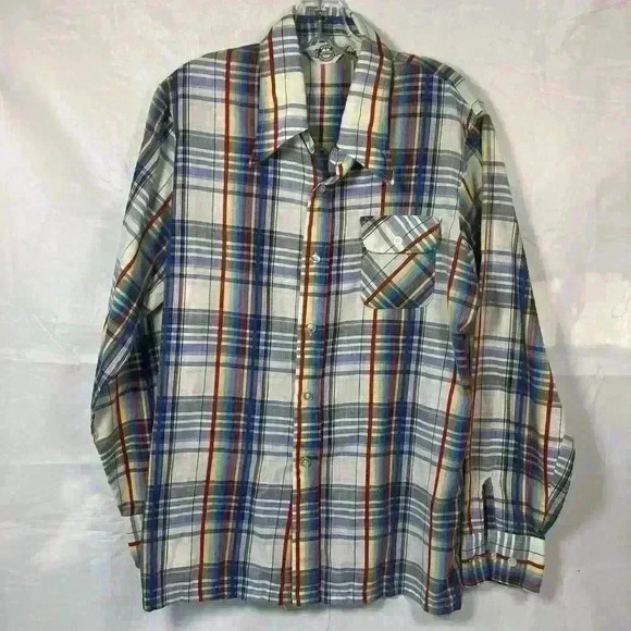 VTG 70’s USA Levi’s Panatela Sportswear Button Up Size Large Rainbow Plaid - Picture 1 of 10